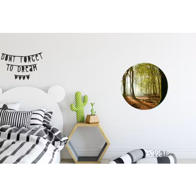 Bos - Zon - Seizoenen - Landschap Wandcirkel aluminium klein -kinderkamer
