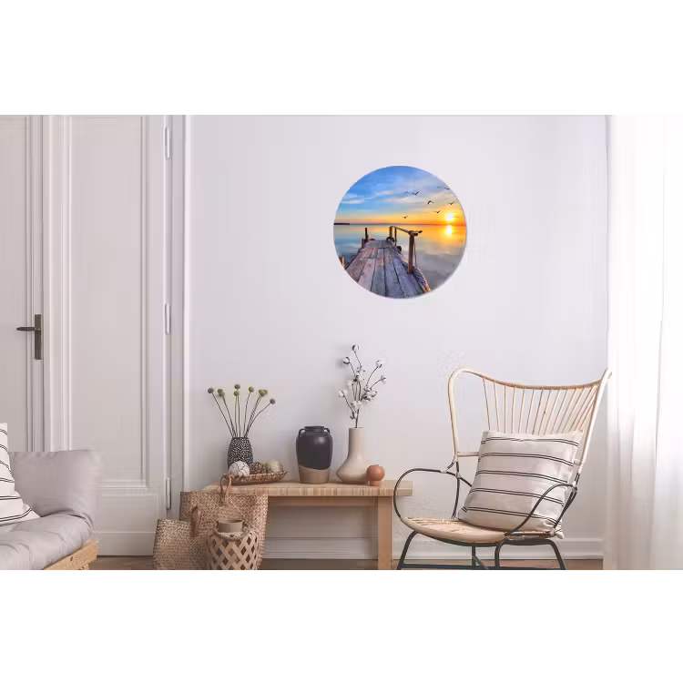 Meer - Stijger - Vogels - Zonsondergang Wandcirkel aluminium klein -woonkamer