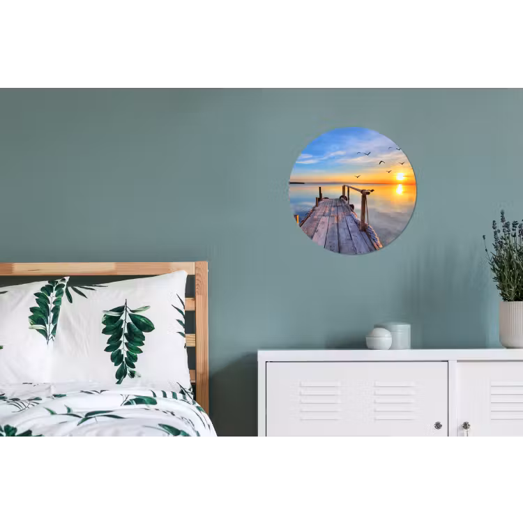 Meer - Stijger - Vogels - Zonsondergang Wandcirkel aluminium klein -slaapkamer