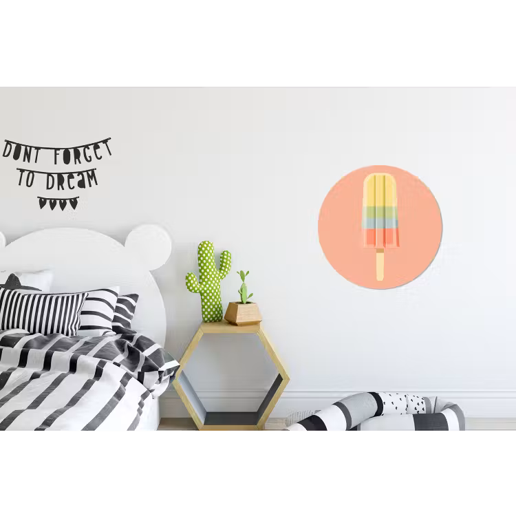 Waterijsje - Pasteltinten - Minimalistisch Wandcirkel aluminium klein -kinderkamer