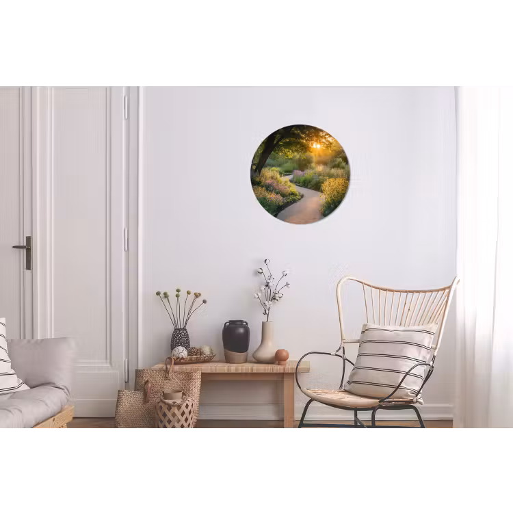 Pad - Bloemen - Park Wandcirkel aluminium klein -woonkamer