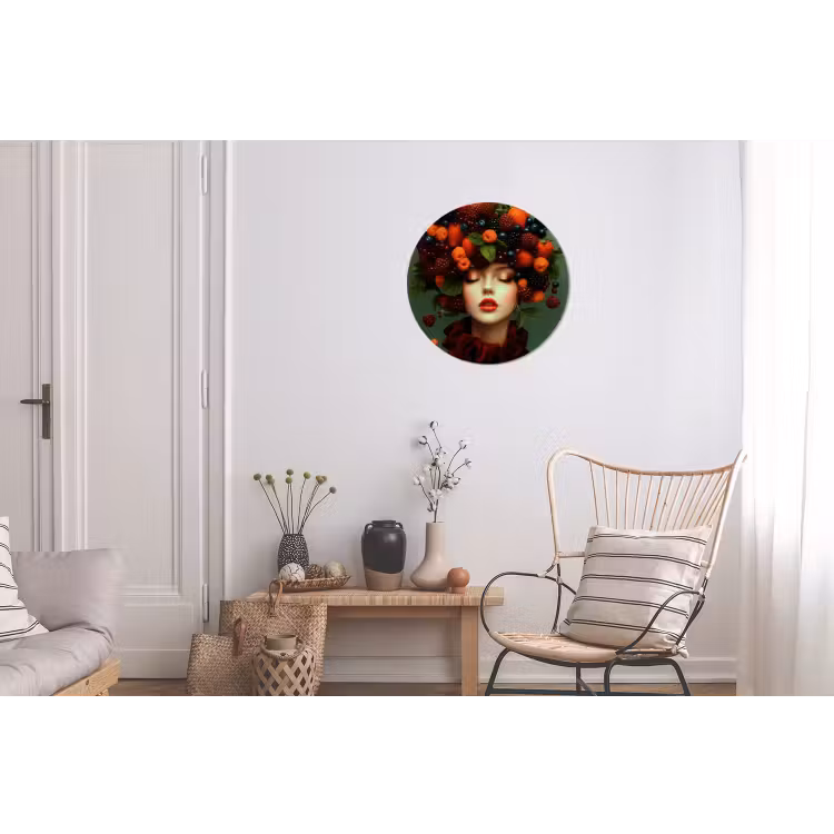 Vrouw - Aardbeien - Frambozen - Bramen - Bessen Wandcirkel aluminium klein -woonkamer