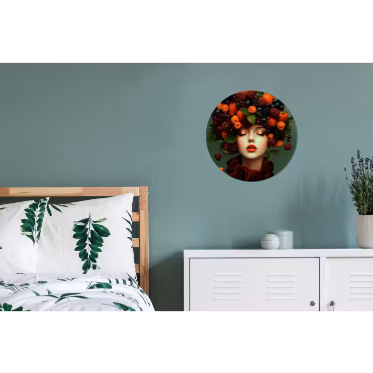 Vrouw - Aardbeien - Frambozen - Bramen - Bessen Wandcirkel aluminium klein -slaapkamer