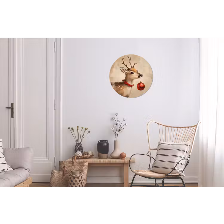 Kerst - Hert - Gewei - Kerstbal - Rendier Wandcirkel aluminium klein -woonkamer