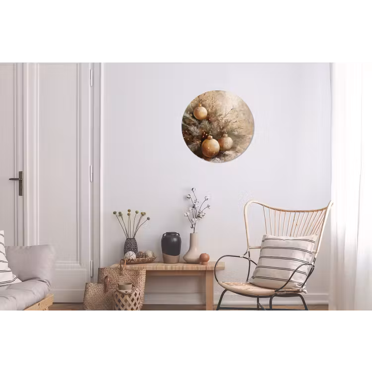 Kerst - Kerstballen - Beige - Goud Wandcirkel aluminium klein -woonkamer