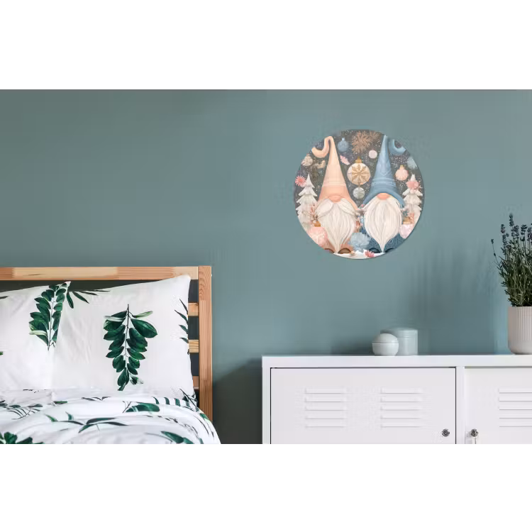Kerst - Gnomen - Pastel Wandcirkel aluminium klein -slaapkamer