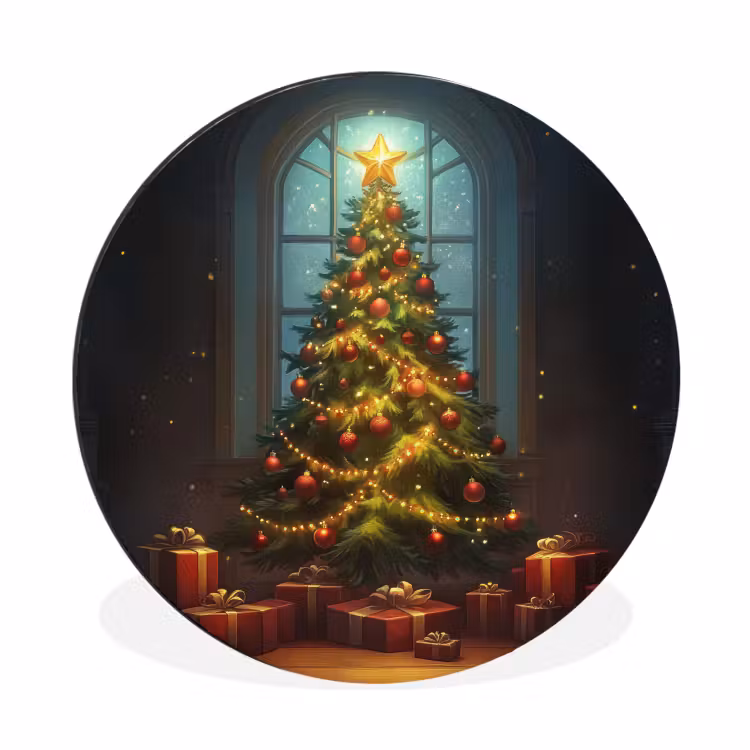 Kerstboom - Cadeau - Kerst - Winter Wandcirkel aluminium klein -3d