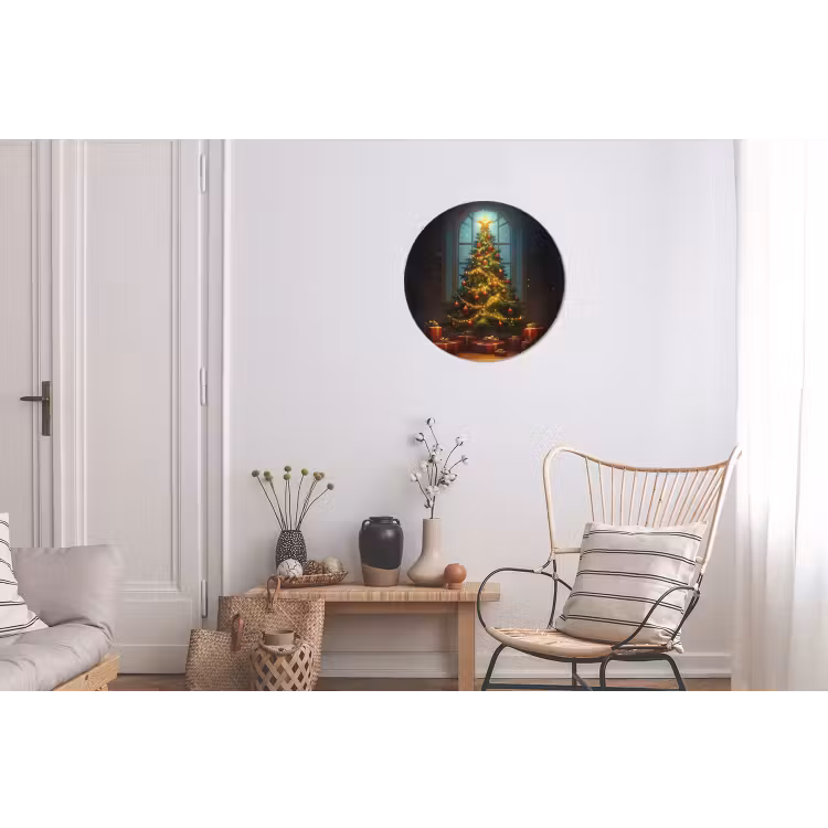 Kerstboom - Cadeau - Kerst - Winter Wandcirkel aluminium klein -woonkamer