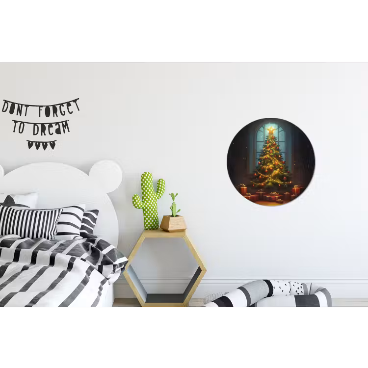 Kerstboom - Cadeau - Kerst - Winter Wandcirkel aluminium klein -kinderkamer