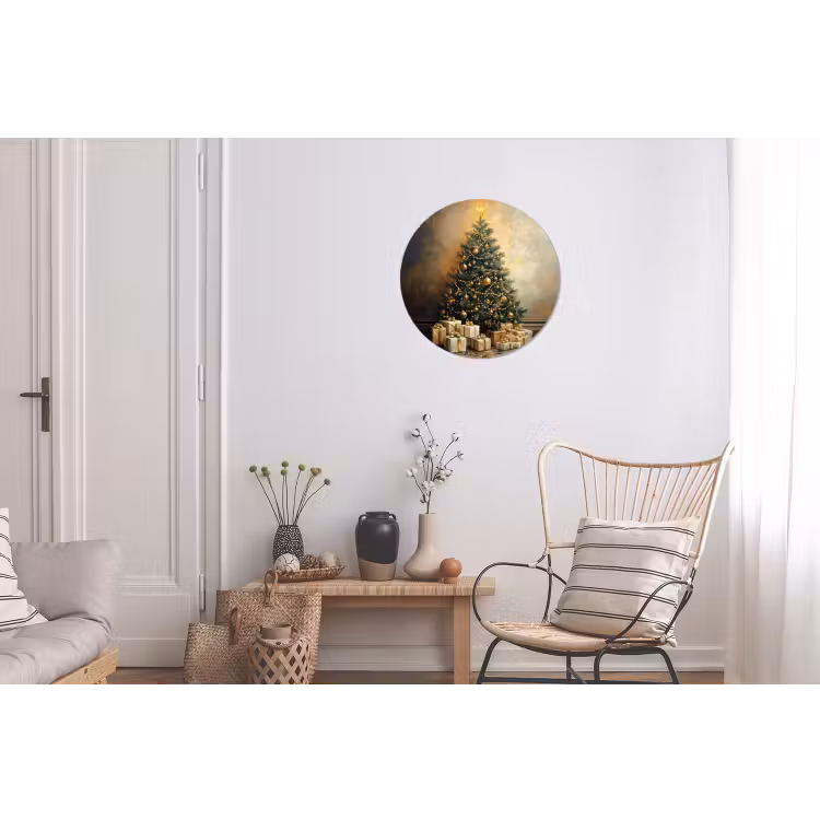 Kerstboom - Cadeaus - Goud Wandcirkel aluminium klein -woonkamer