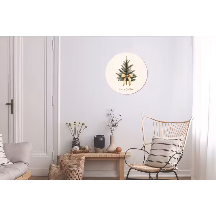 Kerstboom - Kerst - Merry Christmas - Beige Wandcirkel aluminium klein -woonkamer