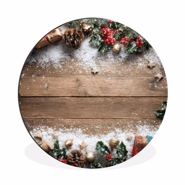 Kerstdecoratie - Geschenken - Hout - Veelkleurig Wandcirkel aluminium klein -3d