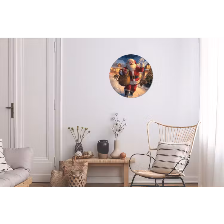 Kerstman - Dorp - Hert - Donker Wandcirkel aluminium klein -woonkamer