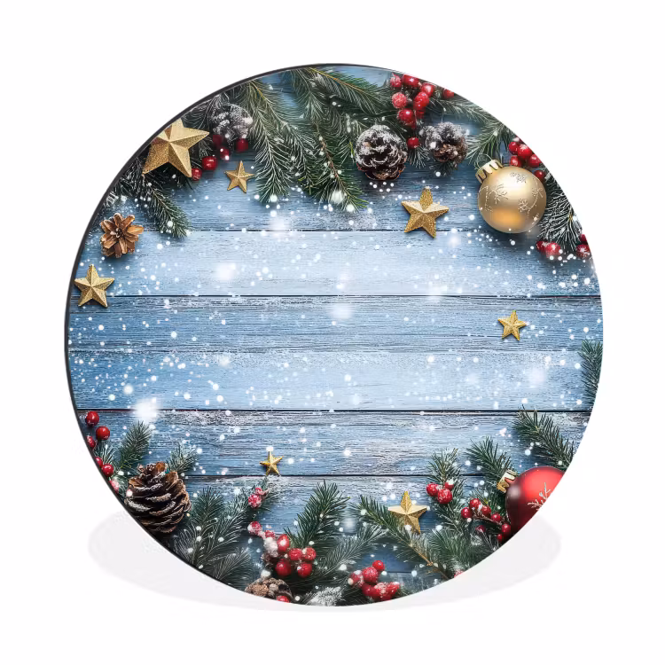 Kerstomlijsting - Sneeuw - Meerkleurig Wandcirkel aluminium klein -3d