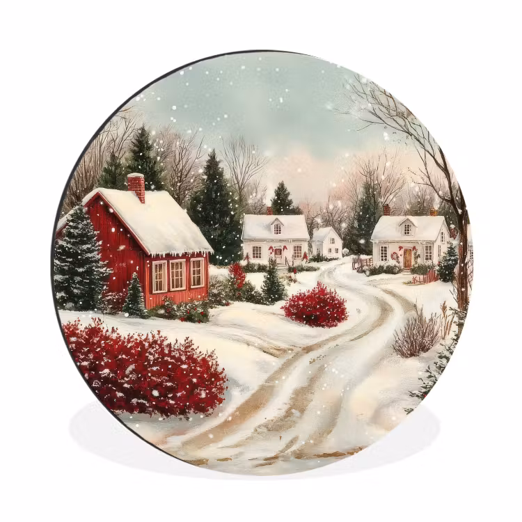Kerstsfeer - Landelijk - Rood Wandcirkel aluminium klein -3d