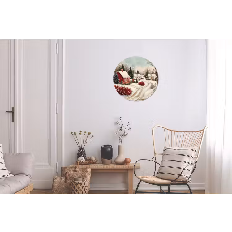 Kerstsfeer - Landelijk - Rood Wandcirkel aluminium klein -woonkamer