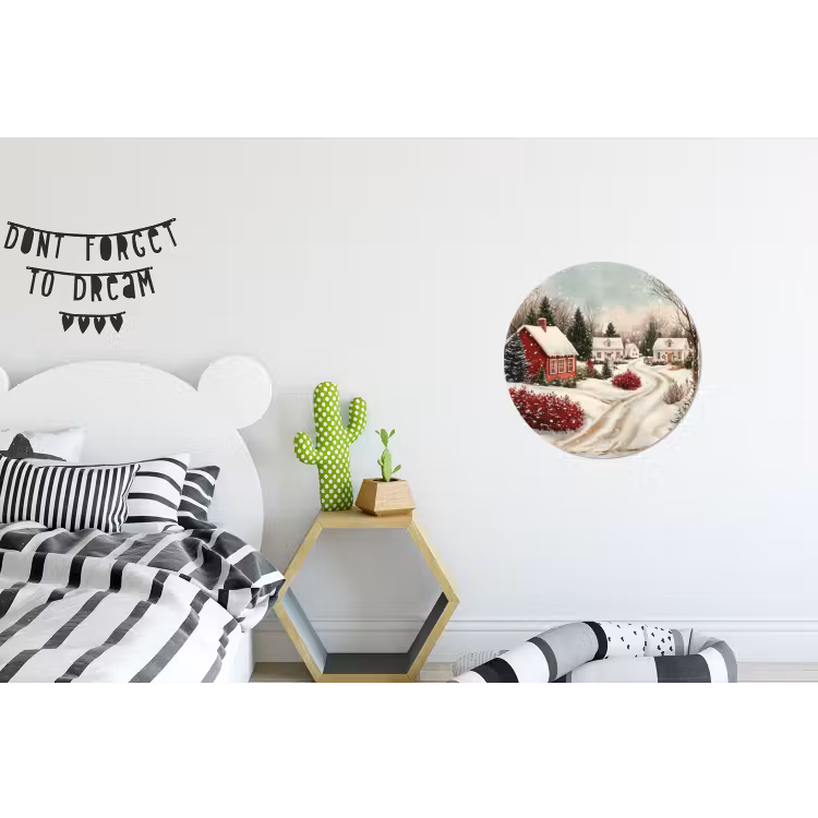 Kerstsfeer - Landelijk - Rood Wandcirkel aluminium klein -kinderkamer