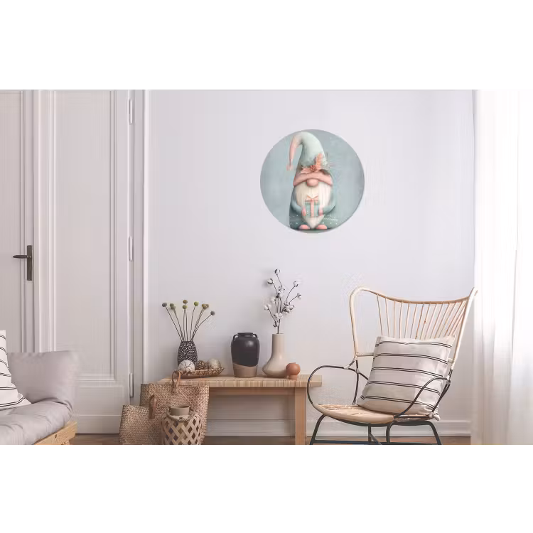 Kerstgnome - Cadeau - Groen Wandcirkel aluminium klein -woonkamer