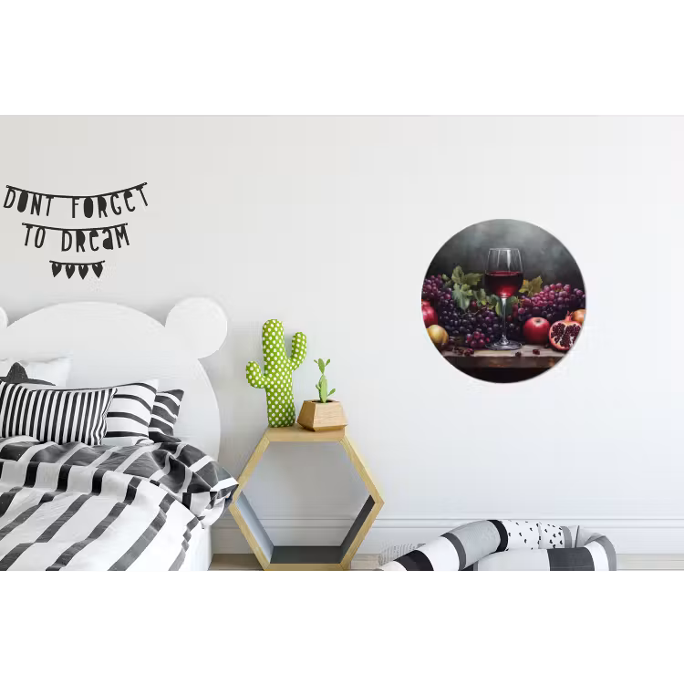 Wijn - Fruit - Stilleven Wandcirkel aluminium klein -kinderkamer