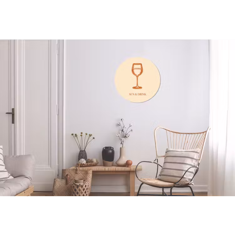 Wijn - Zomer - Quote - Oranje Wandcirkel aluminium klein -woonkamer