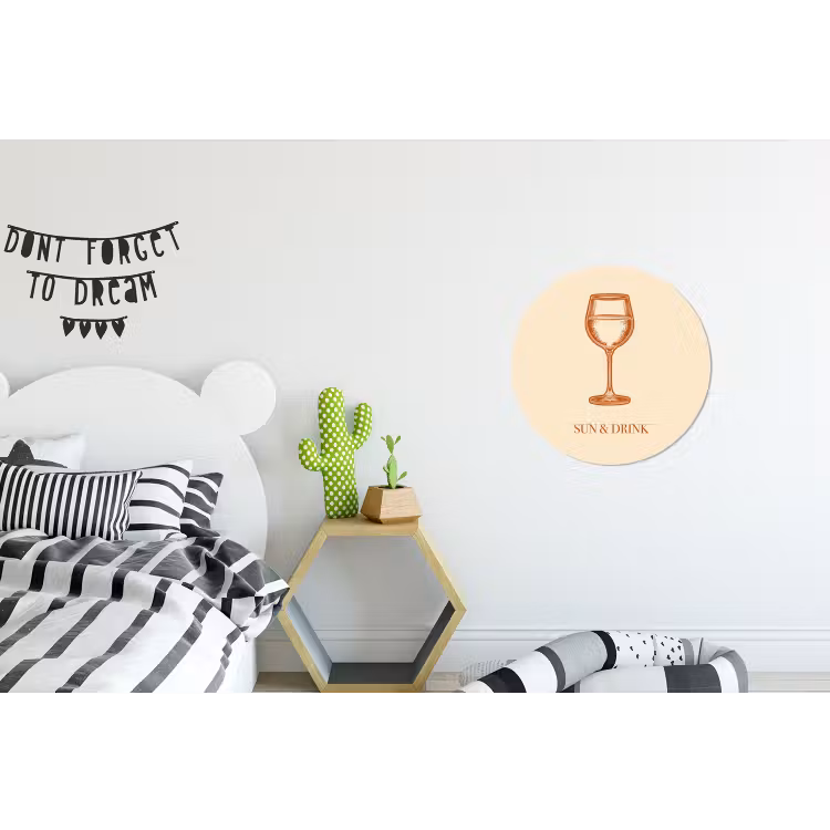 Wijn - Zomer - Quote - Oranje Wandcirkel aluminium klein -kinderkamer