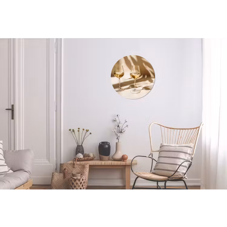 Wijn - Wijnglazen - Wit Wandcirkel aluminium klein -woonkamer