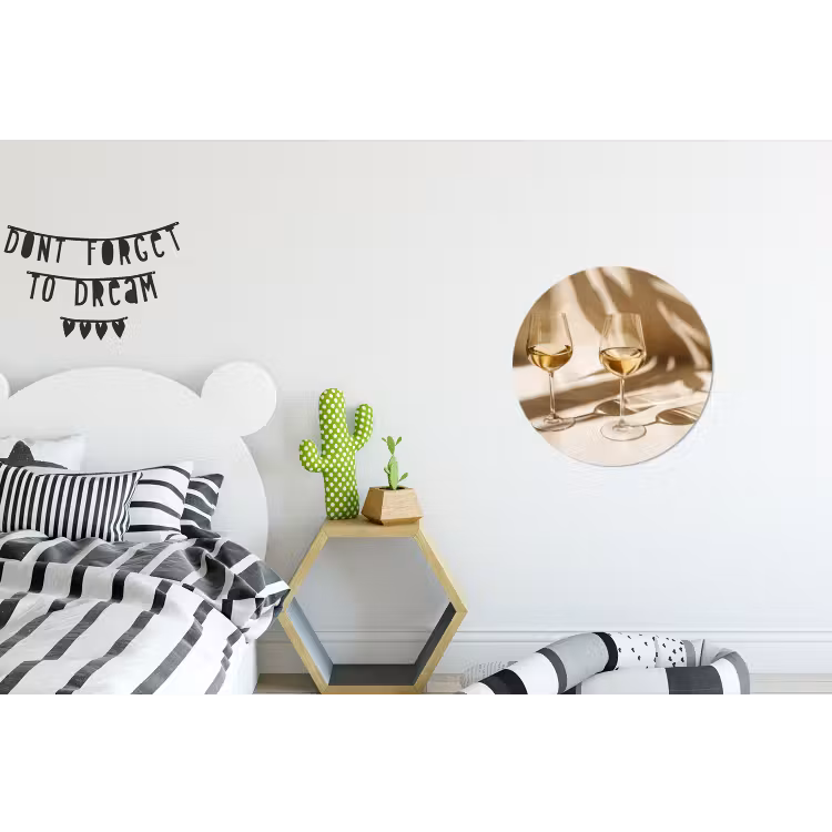 Wijn - Wijnglazen - Wit Wandcirkel aluminium klein -kinderkamer