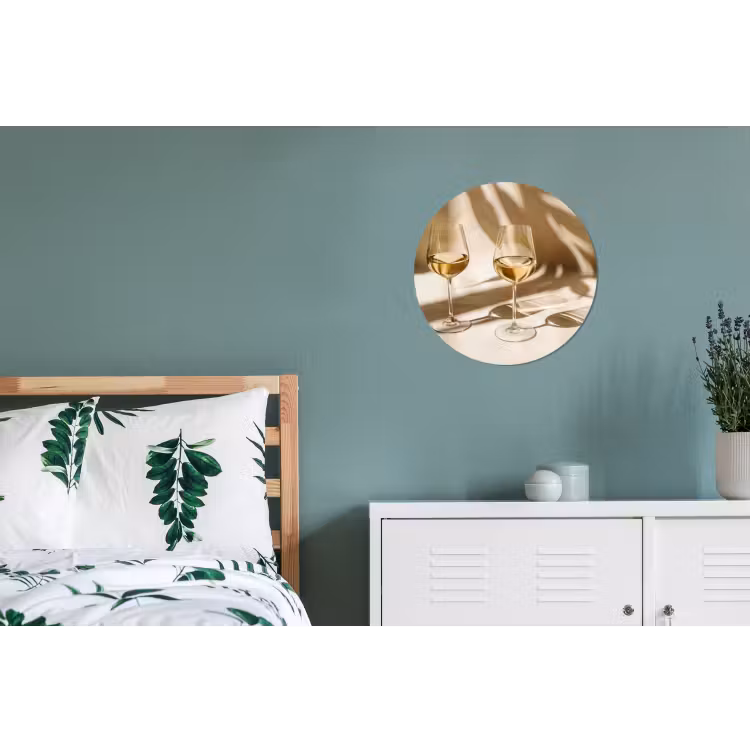 Wijn - Wijnglazen - Wit Wandcirkel aluminium klein -slaapkamer