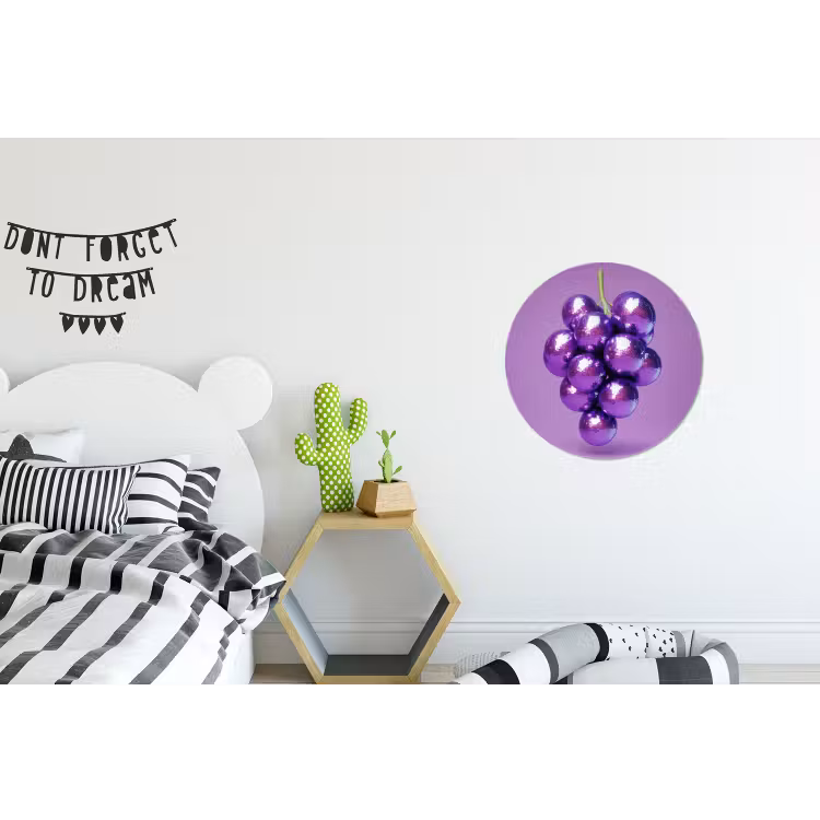 Druif - Disco - Glitter - Paars Wandcirkel aluminium klein -kinderkamer