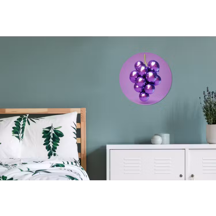 Druif - Disco - Glitter - Paars Wandcirkel aluminium klein -slaapkamer