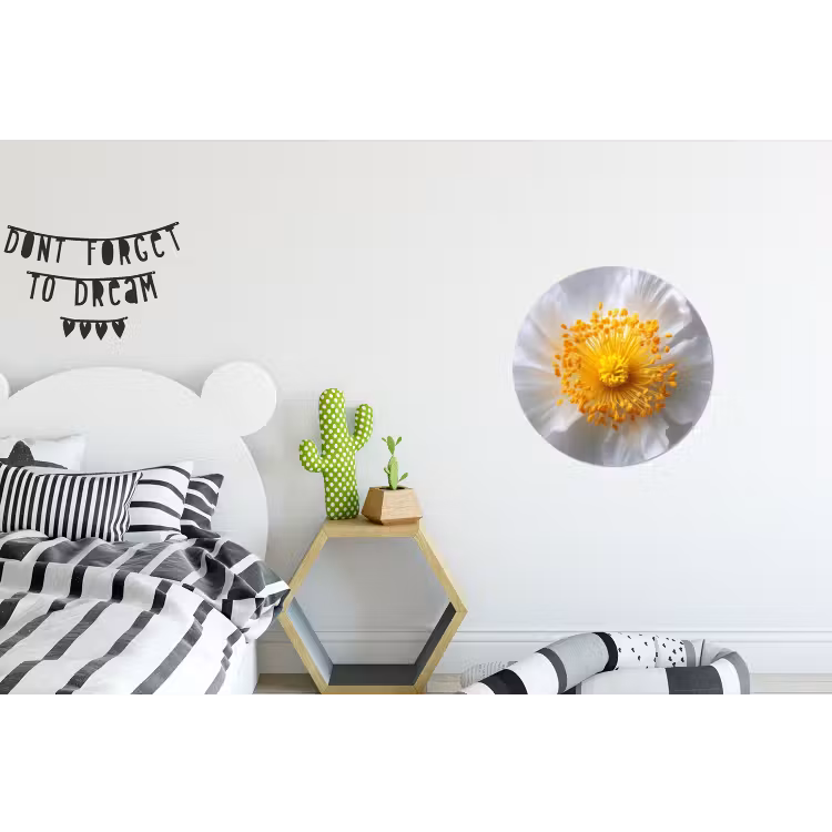 Wit - Bloem - Elegant Wandcirkel aluminium klein -kinderkamer