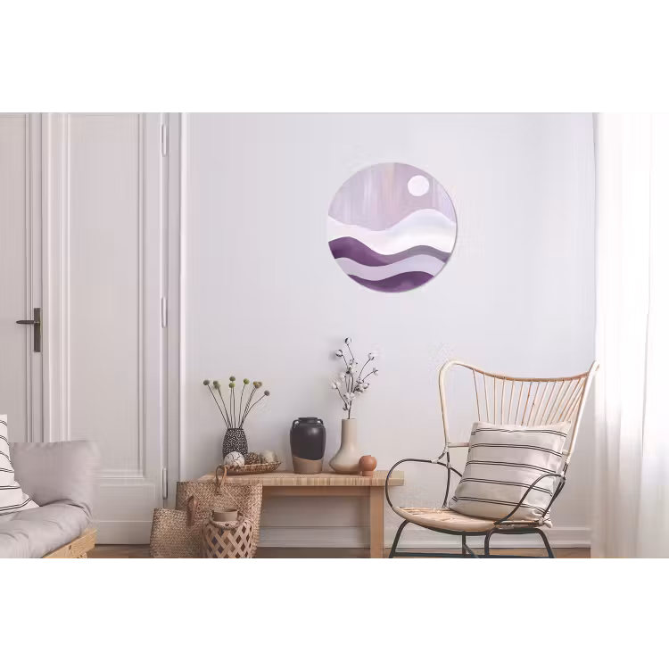 Golven - Heuvels - Abstract - Paars Wandcirkel aluminium klein -woonkamer