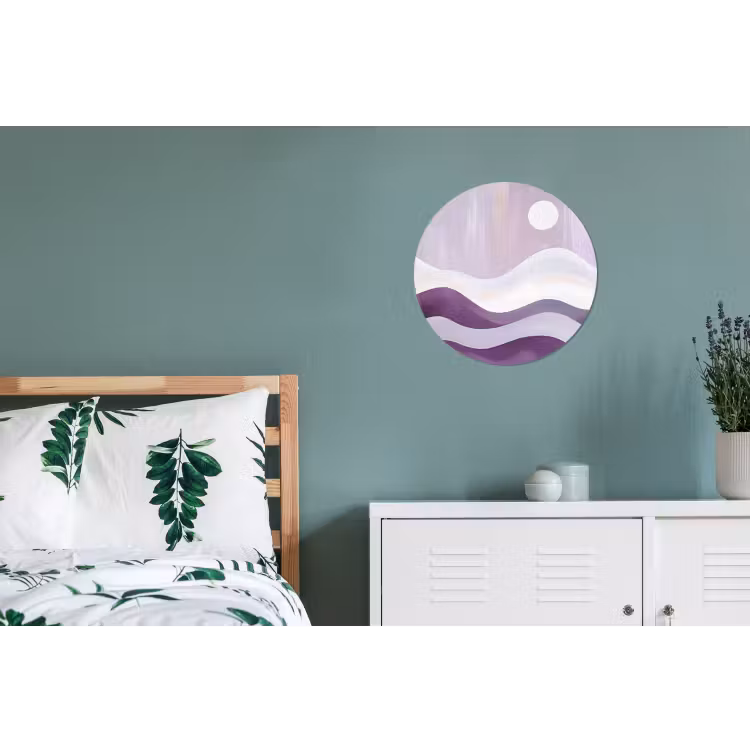 Golven - Heuvels - Abstract - Paars Wandcirkel aluminium klein -slaapkamer