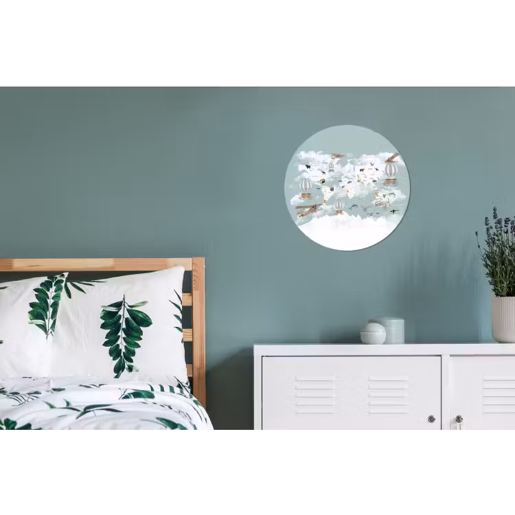 Wereldkaart - Kind - Vliegtuig Wandcirkel aluminium klein -slaapkamer