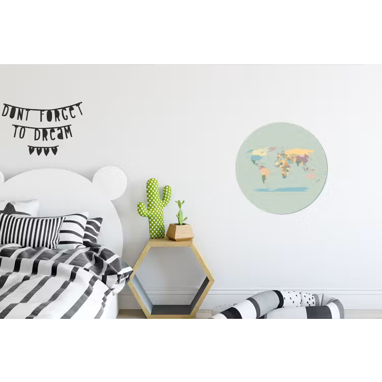 Wereldkaart - Realistisch - Kaart Wandcirkel aluminium klein -kinderkamer