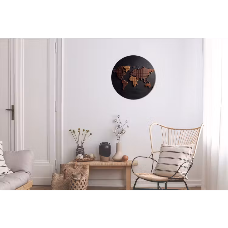 Wereldkaart - chocola - Smakelijke uitstraling Wandcirkel aluminium klein -woonkamer