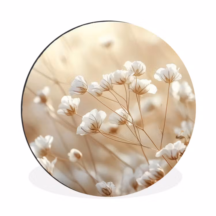 Wilde - Bloemen - Wit Wandcirkel aluminium klein -3d