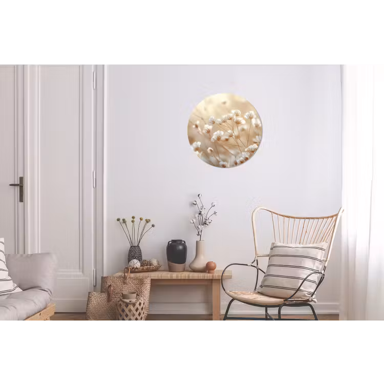 Wilde - Bloemen - Wit Wandcirkel aluminium klein -woonkamer