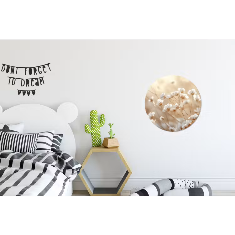 Wilde - Bloemen - Wit Wandcirkel aluminium klein -kinderkamer