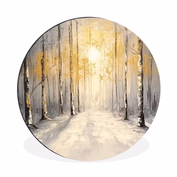 Winter - Abstract - Sneeuw - Natuur - Zon Wandcirkel aluminium klein -3d