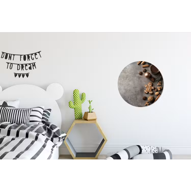 Winter - Kerst - Beton - Gingerbread man Wandcirkel aluminium klein -kinderkamer