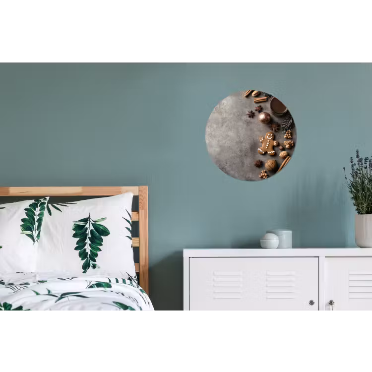 Winter - Kerst - Beton - Gingerbread man Wandcirkel aluminium klein -slaapkamer