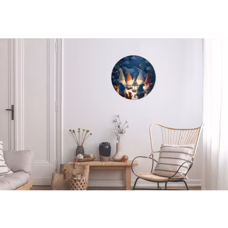 Winter - Gnooms - Eekhoorns - Meerkleurig Wandcirkel aluminium klein -woonkamer