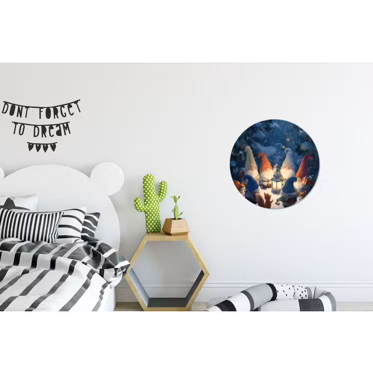 Winter - Gnooms - Eekhoorns - Meerkleurig Wandcirkel aluminium klein -kinderkamer