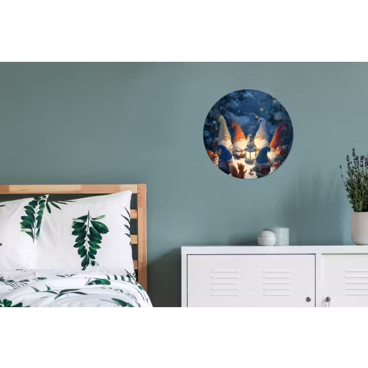 Winter - Gnooms - Eekhoorns - Meerkleurig Wandcirkel aluminium klein -slaapkamer