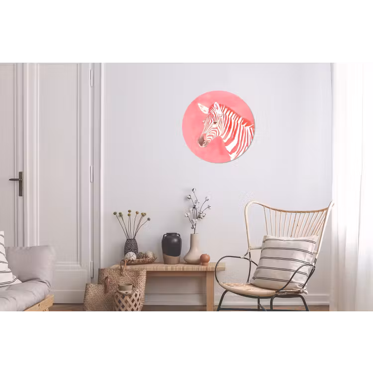 Zebra - Pink - Verf Wandcirkel aluminium klein -woonkamer