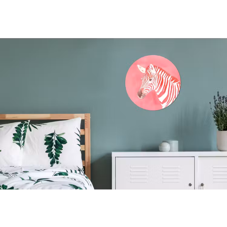 Zebra - Pink - Verf Wandcirkel aluminium klein -slaapkamer