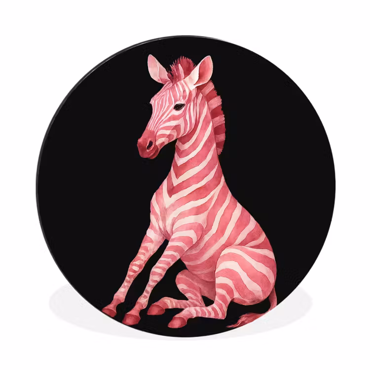 Zebra - Roze - Gestreept Wandcirkel aluminium klein -3d