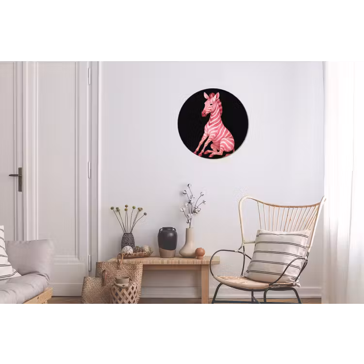 Zebra - Roze - Gestreept Wandcirkel aluminium klein -woonkamer