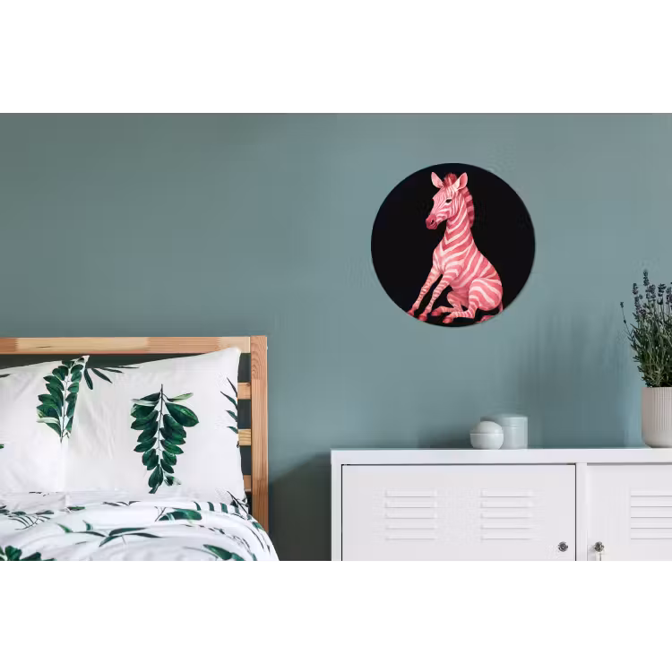 Zebra - Roze - Gestreept Wandcirkel aluminium klein -slaapkamer